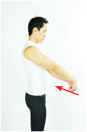 Tennis elbow stretch (side view)