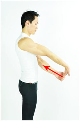 Forearm stretch with hand